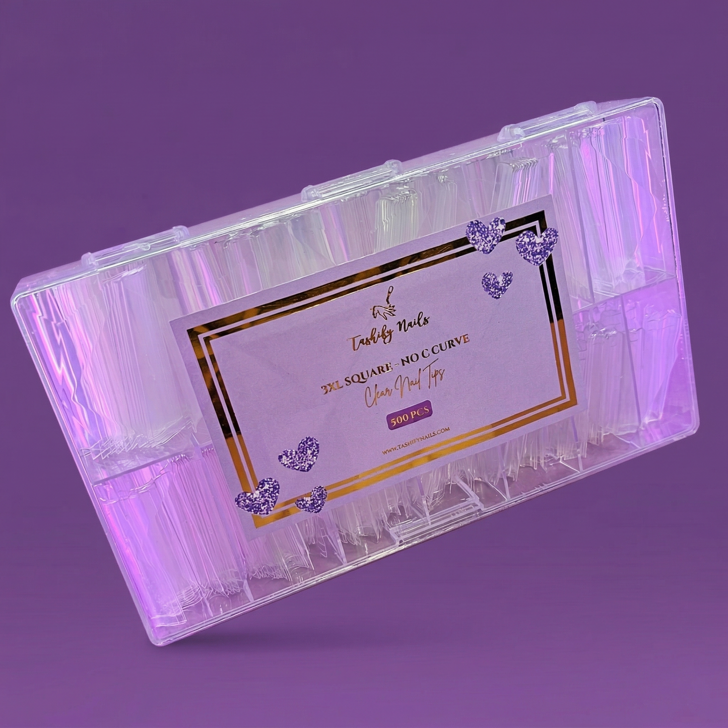 3XL Square Clear Nail Tips (No C-Curve)