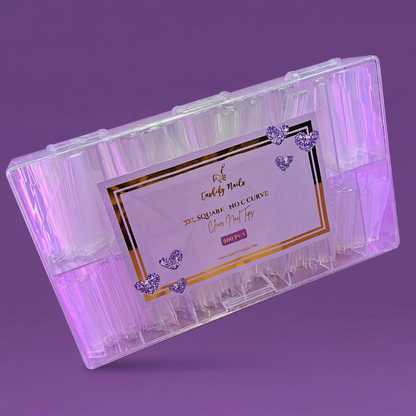 3XL Square Clear Nail Tips (No C-Curve)