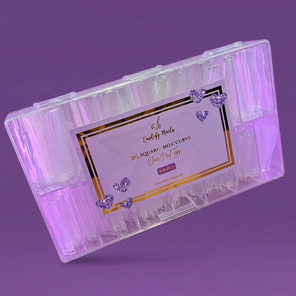 3XL Square Clear Nail Tips (No C-Curve)